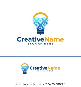 Bulb water logo design vector template, Creative bulb water waves logo concepts illustration