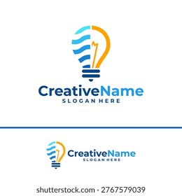 Bulb water logo design vector template, Creative bulb water waves logo concepts illustration