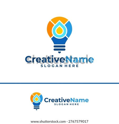 Bulb water logo design vector template, Creative bulb water waves logo concepts illustration