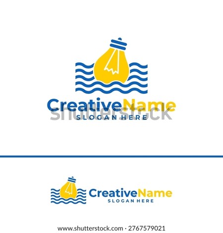 Bulb water logo design vector template, Creative bulb water waves logo concepts illustration