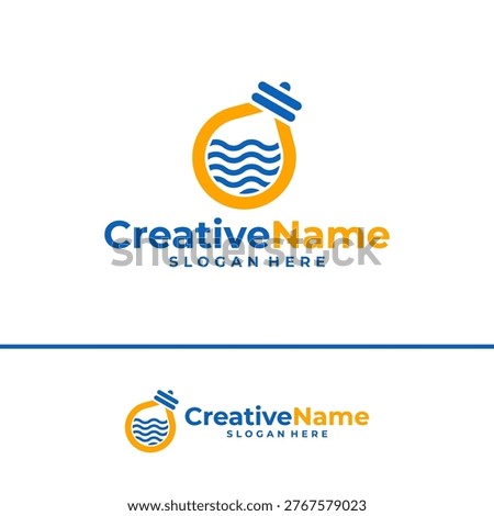 Bulb water logo design vector template, Creative bulb water waves logo concepts illustration