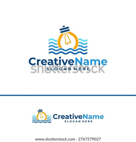 Bulb water logo design vector template, Creative bulb water waves logo concepts illustration