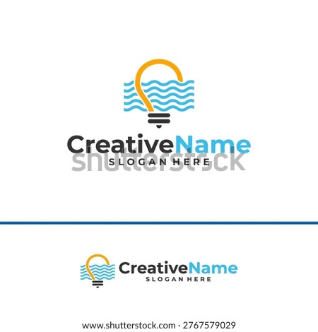 Bulb water logo design vector template, Creative bulb water waves logo concepts illustration