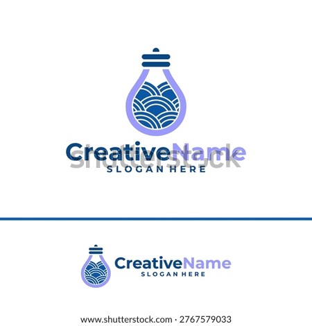 Bulb water logo design vector template, Creative bulb water waves logo concepts illustration