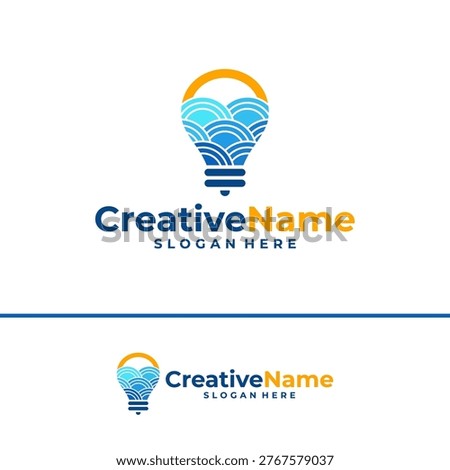 Bulb water logo design vector template, Creative bulb water waves logo concepts illustration