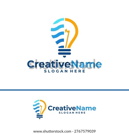 Bulb water logo design vector template, Creative bulb water waves logo concepts illustration