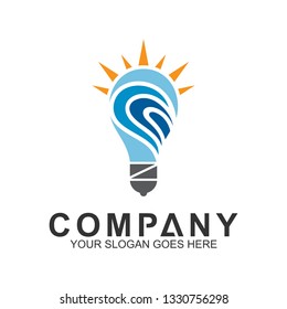 bulb wave logo, water splash vector, abstract wave icon