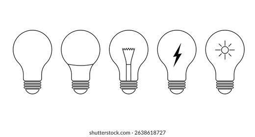 Bulb white. Line icon. Light.
