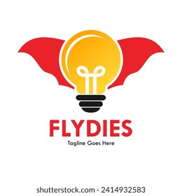 Bulb with wings design logo template illustration..suitable for innovation symbol  etc