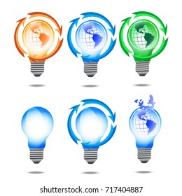 Bulb world design icons vector