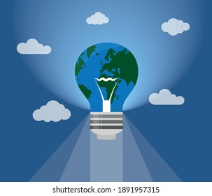 Bulb world map, eco friendly concept, vector illustration
