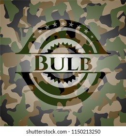 Bulb written on a camouflage texture