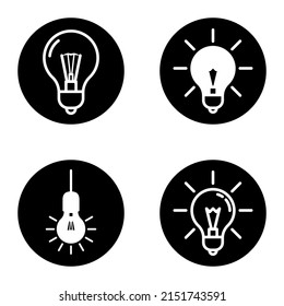 Bulb1-2cg+ Flat Icon Set Isolated On White Background