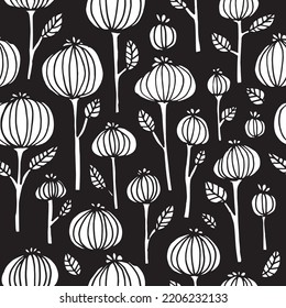 Bulbous flowers handmade seamless pattern design