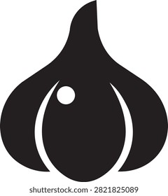 Bulbous Garlic Bulb Icon with Segmented Cloves and Curved Stem