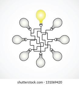 bulbs concept scheme on white background