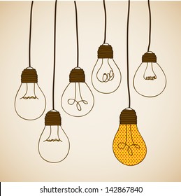 Bulbs Design Over Vintage Background Vector Illustration