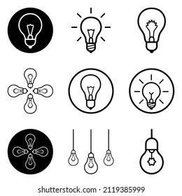 Bulbs Flat Icon Set Isolated On White Background
