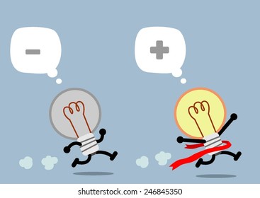 bulbs idea winning success cartoon vector illustration