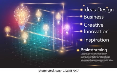Bulbs lighting polygon infographic business ideas concept vector