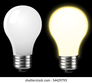 Bulbs on Black, vector illustration