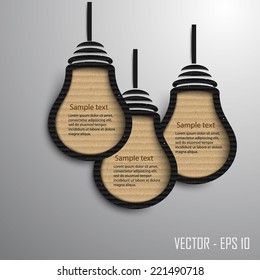 bulbs ,Paper progress steps, Vector design template,infographic design