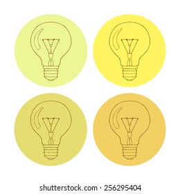 Bulbs, set of simple round icons.