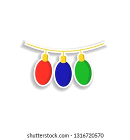bulbs sticker icon. Elements of Chrismas in color icons. Simple icon for websites, web design, mobile app, info graphics