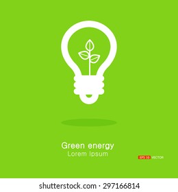 bulbs and tree on green background, concept design of green energy, vector eps 10