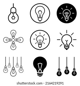 Bulbs3 Flat Icon Set Isolated On White Background