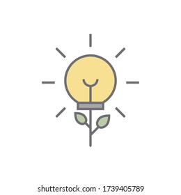 Bulb-shaped plant icon. Simple outline colored vector of sustainable energy icons for ui and ux, website or mobile application