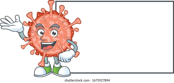 Bulbul coronavirus with board cartoon mascot design style