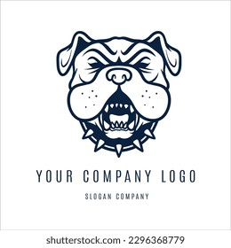 buldog dog animal minimalism black and white logo