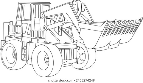 Buldozer line art for coloring book page