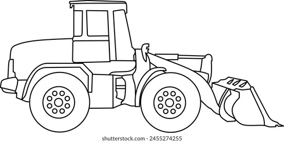 Buldozer line art for coloring book page