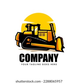 Buldozer logo design vector for construction company