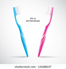 bule, pink Toothbrush and gel toothpaste .