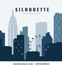 Bule silhouette cityscape background vector