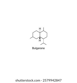 Bulgarane skeletal structure.Sesquiterpene compound schematic illustration. Simple diagram, chemical structure.