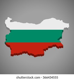 Bulgaria - 3D map and flag