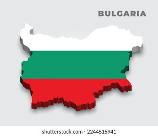 Bulgaria 3d map with national flag