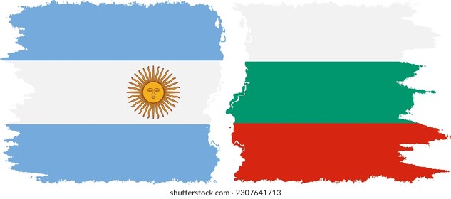 Bulgaria and Argentina grunge flags connection, vector