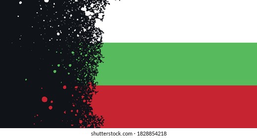 Bulgaria. Background with a flag. Close-up with an uneven edge. A cropped, torn brushstroke. National symbol.