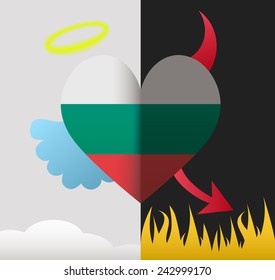 Bulgaria background of a heart half demon half angel