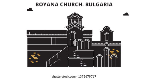 Bulgaria , Boyana Church ,  travel skyline vector illustration. 