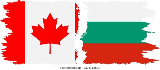 Bulgaria and Canada grunge flags connection, vector