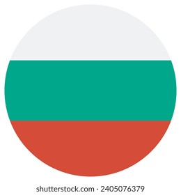 Bulgaria circle flag. Button flag icon. Standard color. Circle icon flag. Computer illustration. Digital illustration. Vector illustration.