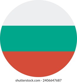 Bandera circular de Bulgaria. Icono de indicador de botón. Color estándar. Indicador de icono de círculo. Ilustración del equipo. Ilustración digital. Ilustración vectorial.
