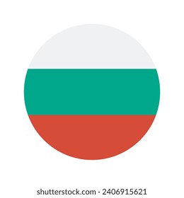 Bandera circular de Bulgaria. Icono de indicador de botón. Color estándar. Indicador de icono de círculo. Ilustración del equipo. Ilustración digital. Ilustración vectorial.