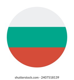 Bulgaria circle flag. Button flag icon. Standard color. Circle icon flag. Computer illustration. Digital illustration. Vector illustration.